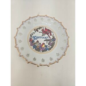 Vintage Kentucky Souvenir Plate Cardinal Finch State Flower Display